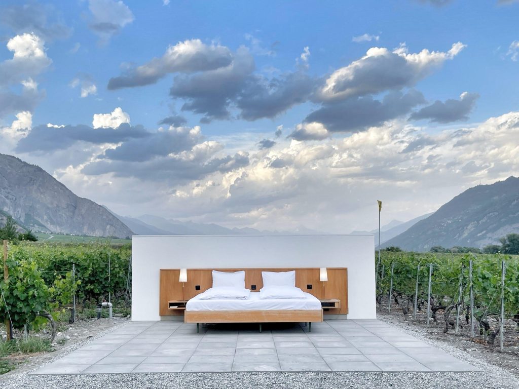 Bayart Tower Null stern vineyard offers magical views of the medieval village of Saillon.