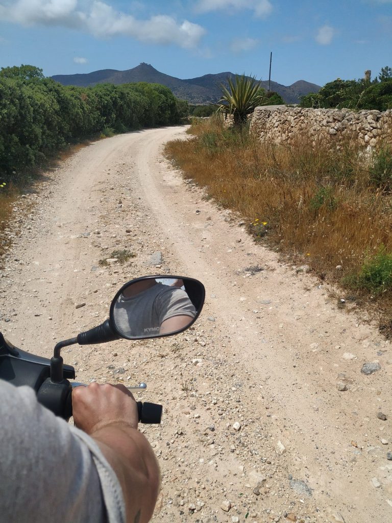 Driving through Favignana Island.