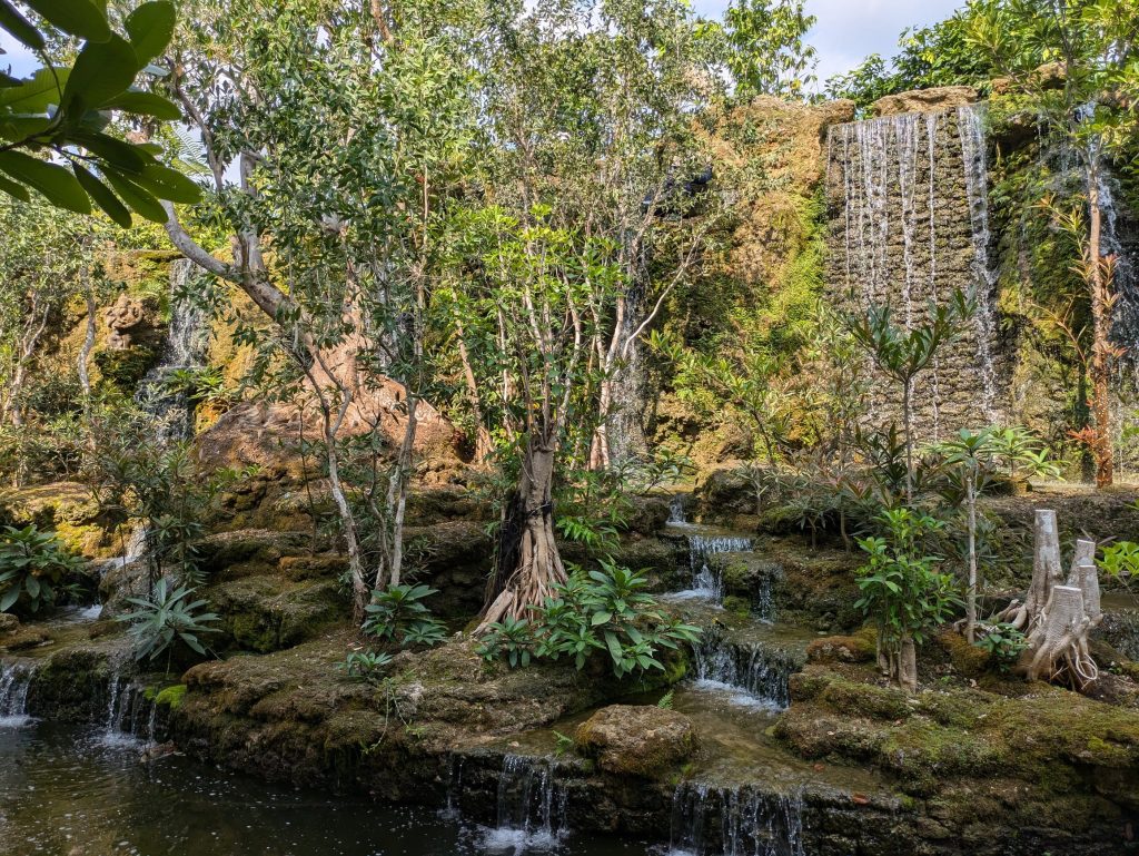Beautiful area with waterfalls in Chiang Mai's museum of ancient trees