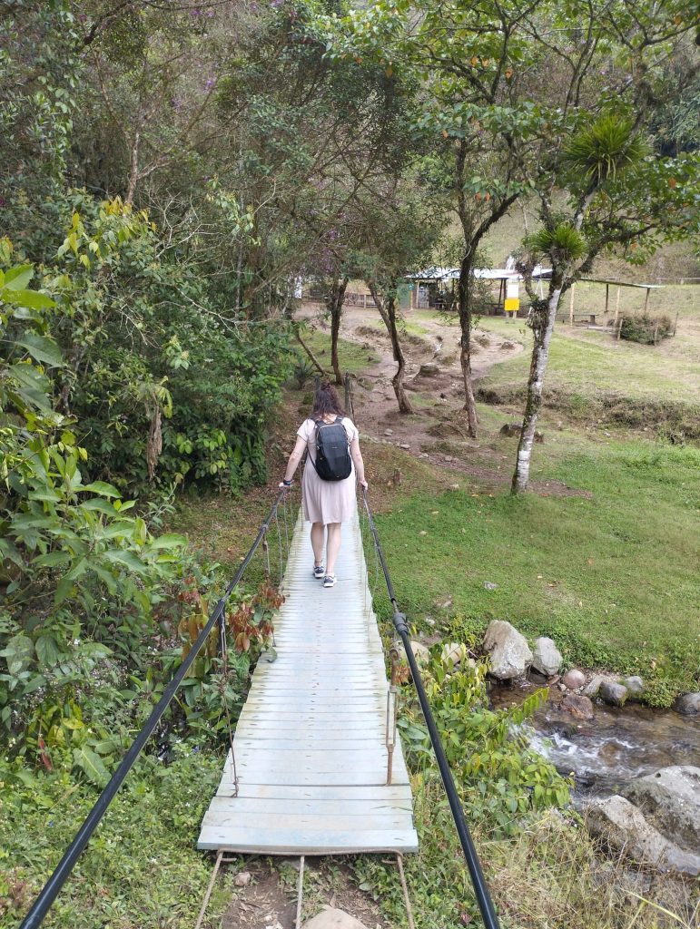 Puente colgante sobre la quebrada Santa Rita