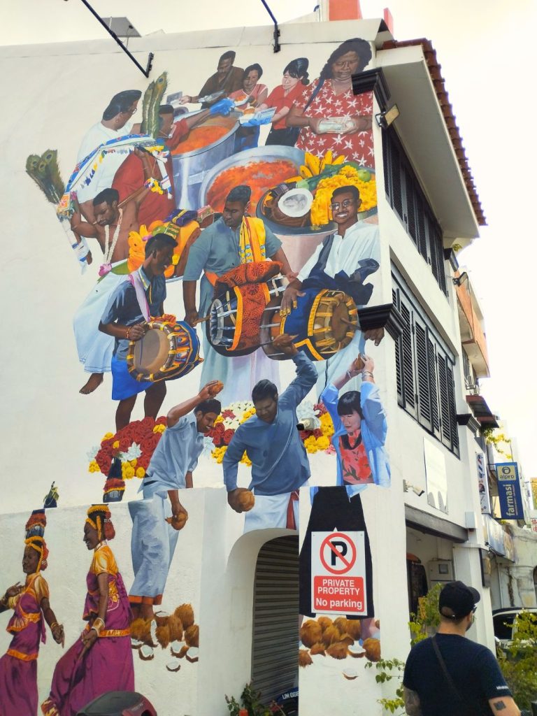 Mural hindú, celebrando la multiculturalidad de Georgetown, Penang.