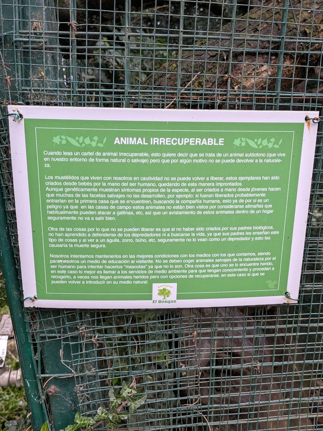 Animal irrecuperable en el zoológico El Bosque de Oviedo
